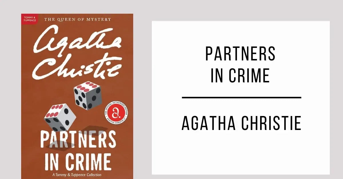 Book cover of 'Partners in Crime' by Agatha Christie with dice graphics on a brown background.