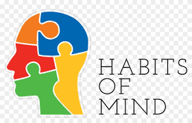 Logo with colorful human head silhouette and 'Habits of Mind' text on a transparent background