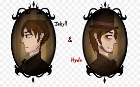 Digital illustration of two anime-style male characters in oval portrait frames, labeled 'Jekyll' and 'Hyde' with an ampersand between them, on a transparent checkerboard background.