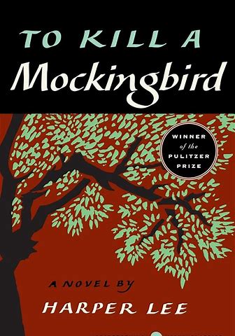 Book cover of 'To Kill a Mockingbird' with tree design and Harper Lee's name.