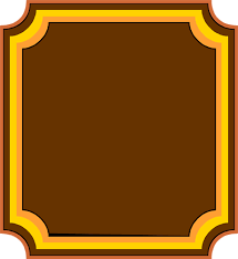 Rectangular brown frame with gold border