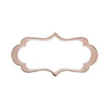Copper cookie cutter with a decorative border on a white background