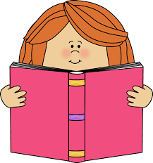 Cartoon character with red hair holding a pink book